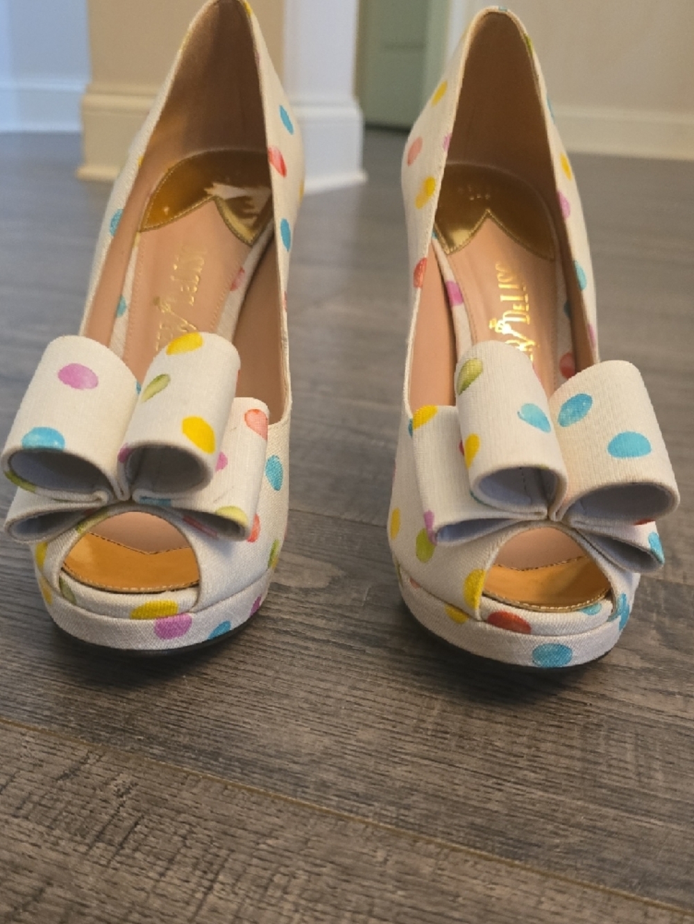 Dover Last Barbie Polka Dot Peep-Toe Heels with Bow Accent - Picture 5 of 9